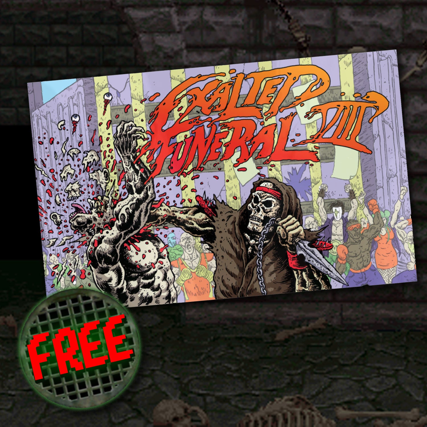 Skully Fighter Sticker - FREE MORTAL FUNERAL GIVEAWAY