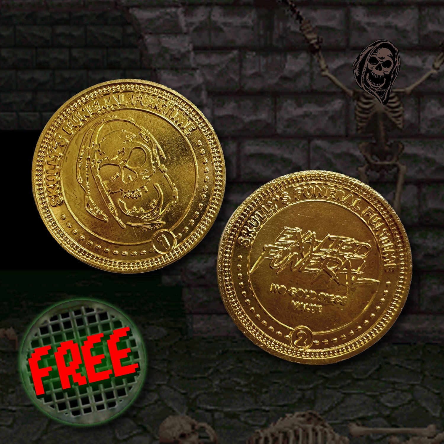 Skully's Funeral Funtime Arcade d(ie)2 Token - FREE MORTAL FUNERAL GIVEAWAY