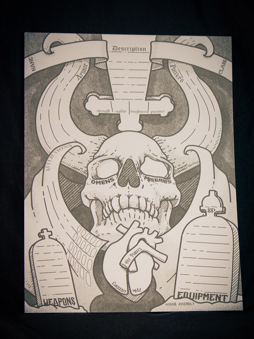 Mörk Borg Compatible Character Sheets Pad - Pilgrimage of the Penitent Version - Exalted Funeral
