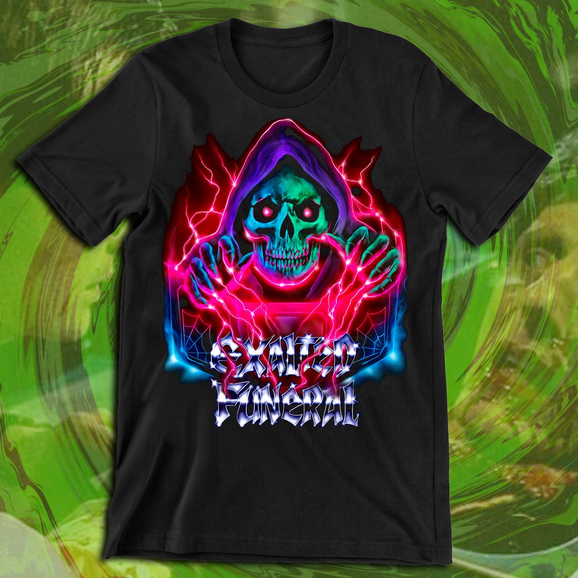 Exalted Funeral Skully Chrome T-Shirt - Exalted Funeral