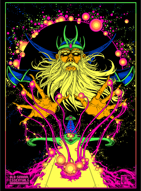 Old-School Essentials Enchanter Black Light Art Print - Exalted Funeral